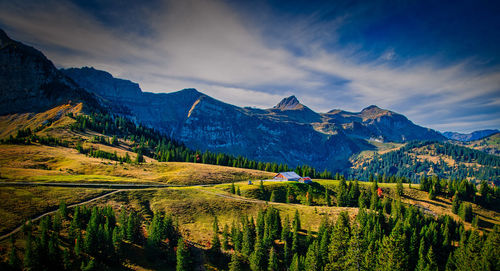 Scenic view of mountains against sky