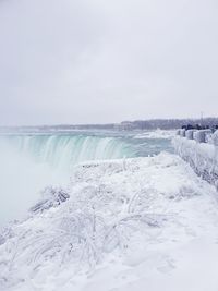 Scenic view of frozen sea against sky