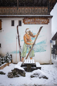 Statue in snow