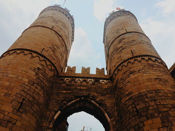 Low angle view of fort against sky