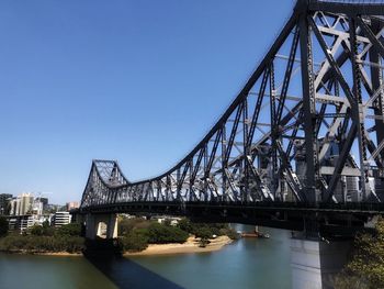 Bridge over river against blue sky