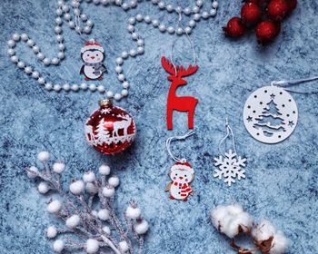 High angle view of christmas decoration