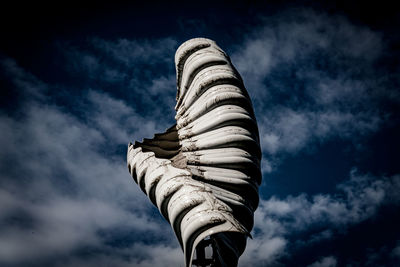 Low angle view of cross against blue sky