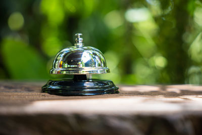 Close-up of trophy on table