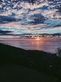 Scenic view of sea against sky at sunset