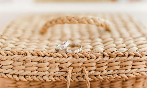 Close-up of wicker basket