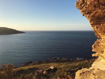 Scenic view of sea against clear sky