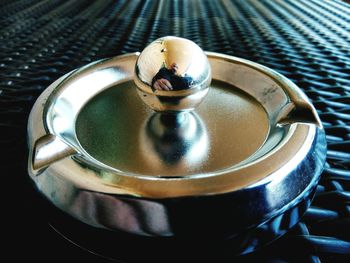 High angle view of tea cup on table