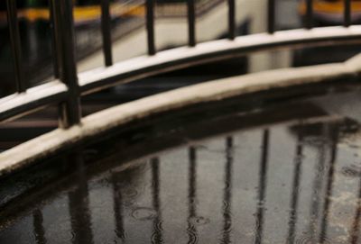 Close-up of railing by building