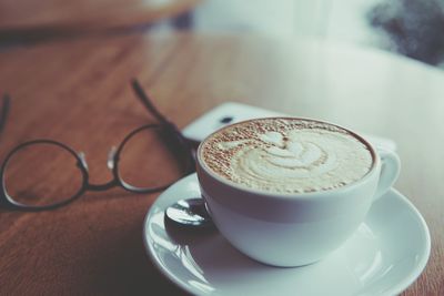 Close-up of coffee on table