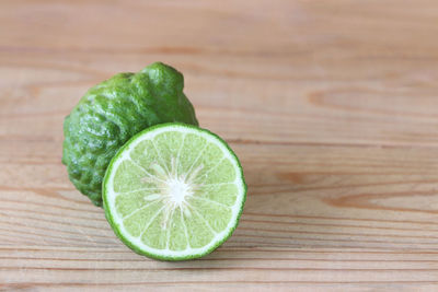 High angle view of lemon on table