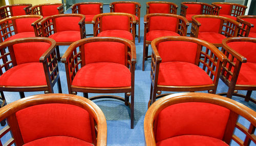 Empty chairs in stadium