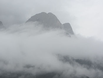 Scenic view of mountains against cloudy sky