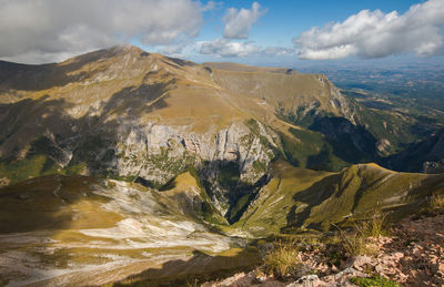 Scenic view of landscape and mountains against sky