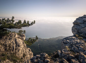 Scenic view of rocks against sky