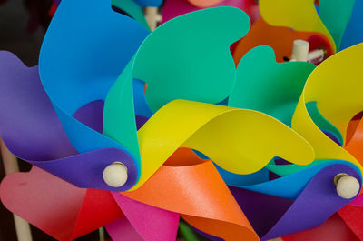 Full frame shot of multi colored paper toy