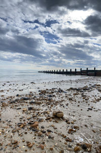 Scenic view of beach against sky