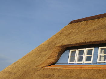 Low angle view of building against clear sky