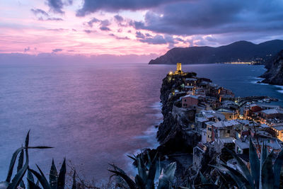 Scenic view of sea against sky during sunset