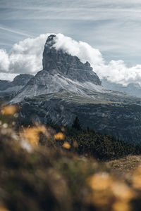 Mountain top of tre cime dolomites