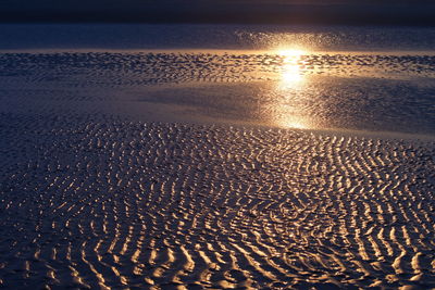 High angle view of beach during sunset