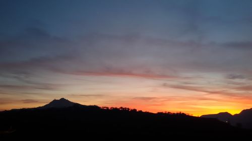 Silhouette mountains against sky during sunset