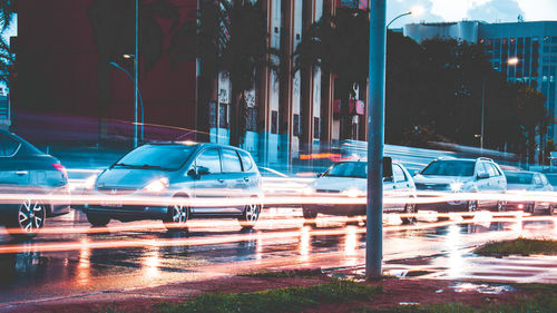 Traffic on city street at night