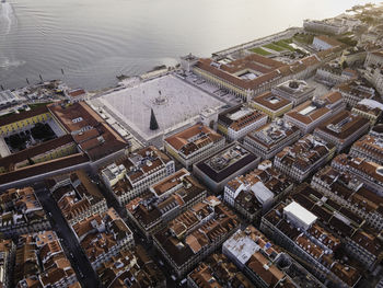 High angle view of buildings in city