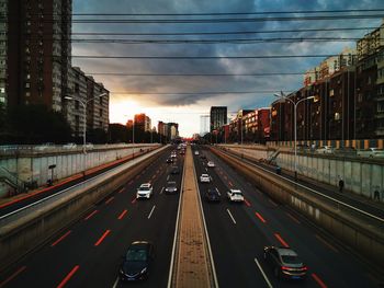 Traffic on road in city