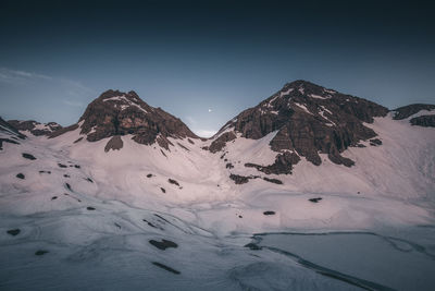 Scenic view of snow covered mountain against sky