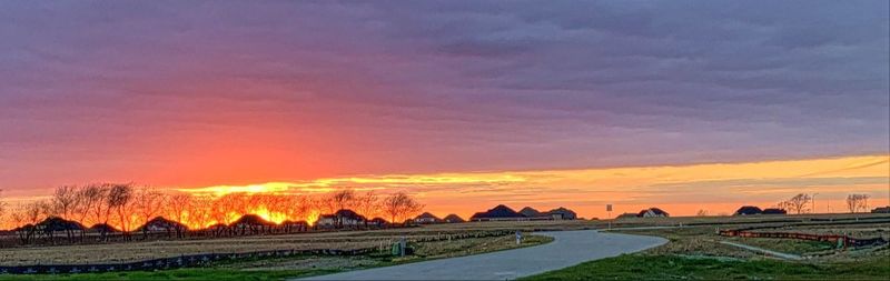 Scenic view of field against sky during sunset