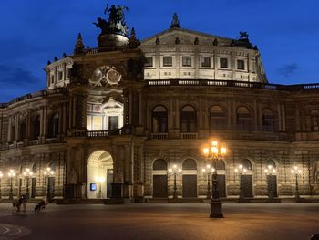 Illuminated building at night