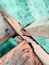 High angle view of boat in sea