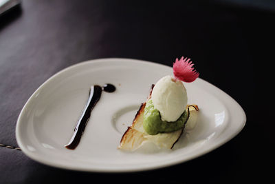 Close-up of ice cream in plate