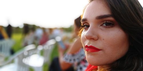 Close-up portrait of a beautiful young woman