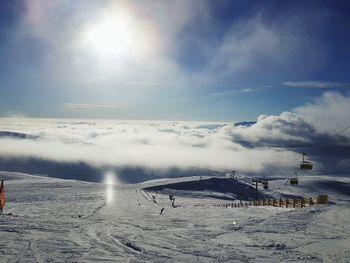 Scenic view of snowcapped mountain against sky