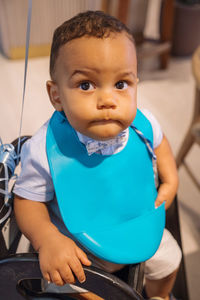 Cure mixed race baby boy portrait