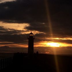 Silhouette of tower at sunset