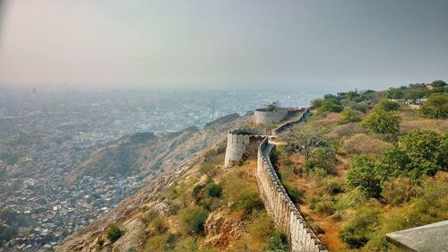 High angle view of cityscape against sky