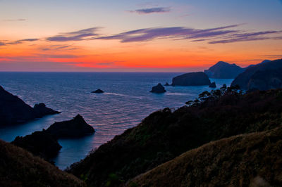 Scenic view of sea against sky during sunset