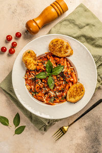 High angle view of food on table