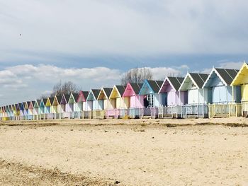 Colorful beach houses in a row