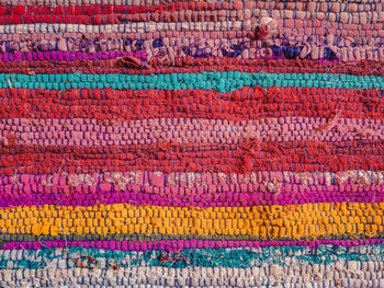 Full frame shot of multi colored rug rag