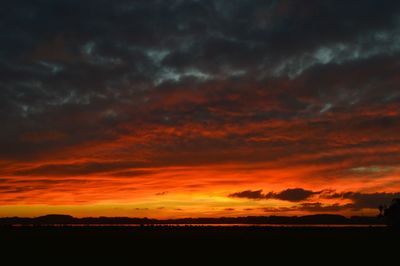 Silhouette of cloudy sky at sunset