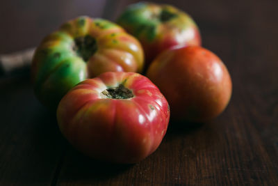 Close-up of apples on table