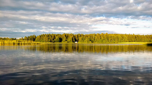 Scenic view of lake against sky