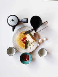 High angle view of food on table