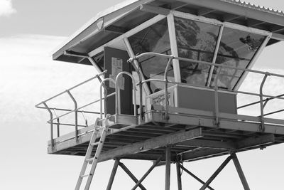 Low angle view of spiral staircase against sky