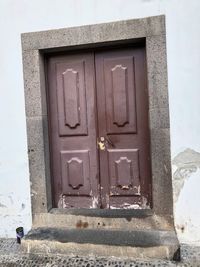 Closed door of building