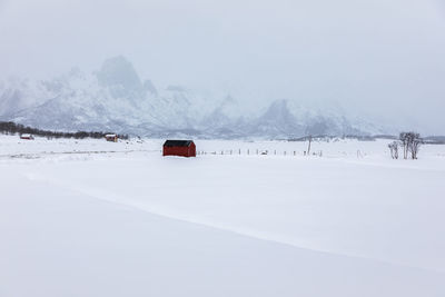 Scenic view of snow covered landscape against sky